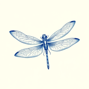 Blue Ink Dragonfly Tattoo