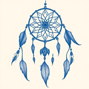 Blue Ink Dreamcatcher Tattoo