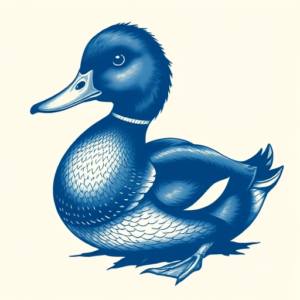 Blue Ink Duck Tattoo