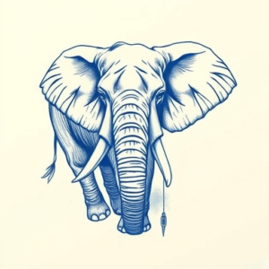 Blue Ink Elephant Tattoo