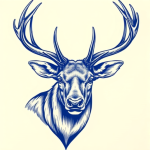 Blue Ink Elk Tattoo