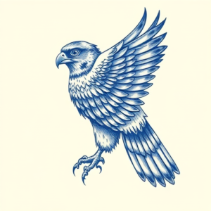 Blue Ink Falcon Tattoo