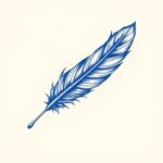 Blue Ink Feather Tattoo