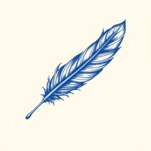 Blue Ink Feather Tattoo