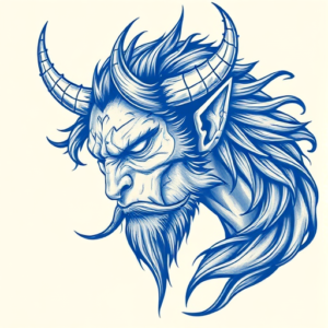 Blue Ink Fenrir Tattoo