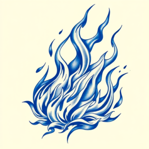 Blue Ink Fire Tattoo
