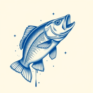 Blue Ink Fishing Tattoo