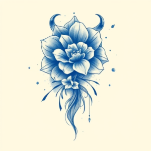 Blue Ink Flail Tattoo