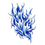 Blue Ink Flame Tattoo