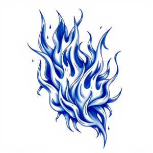 Blue Ink Flame Tattoo