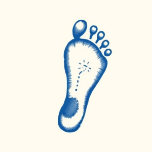 Blue Ink Footprint Tattoo