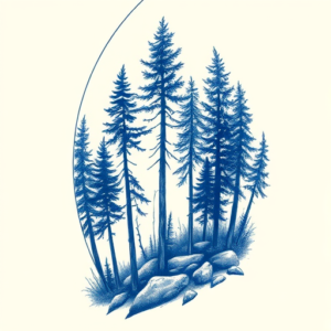 Blue Ink Forest Tattoo