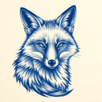 Blue Ink Fox Tattoo
