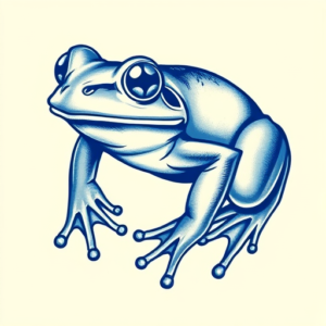 Blue Ink Frog Tattoo