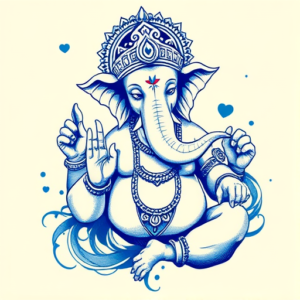 Blue Ink Ganesha Tattoo