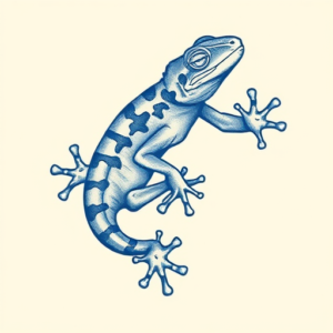 Blue Ink Gecko Tattoo