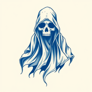 Blue Ink Ghost Tattoo
