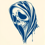 Blue Ink Ghostface Tattoo