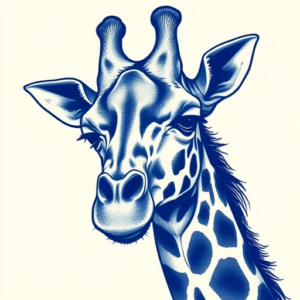 Blue Ink Giraffe Tattoo