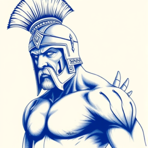 Blue Ink Gladiator Tattoo