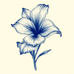 Blue Ink Gladiolus Tattoo