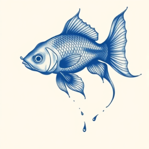 Blue Ink Goldfish Tattoo
