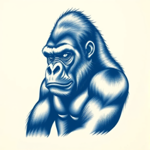 Blue Ink Gorilla Tattoo
