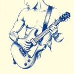 Blue Ink Guitar Tattoo