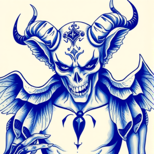 Blue Ink Hades Tattoo