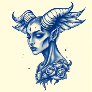 Blue Ink Hades Tattoo