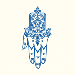 Blue Ink Hamsa Tattoo