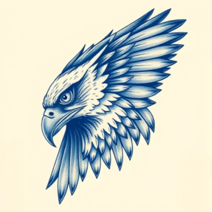 Blue Ink Hawk Tattoo