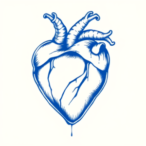 Blue Ink Heart Tattoo