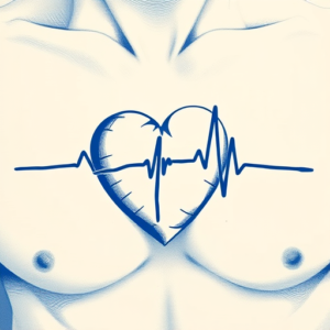 Blue Ink Heartbeat Tattoo