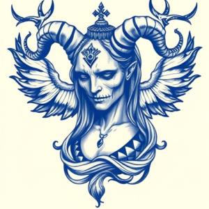 Blue Ink Hecate Tattoo