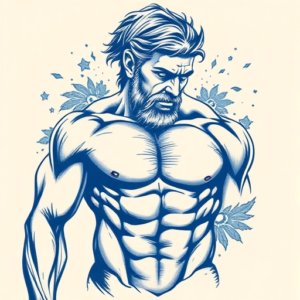 Blue Ink Hercules Tattoo