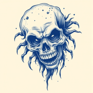 Blue Ink Horror Tattoo