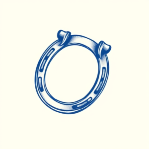 Blue Ink Horseshoe Tattoo