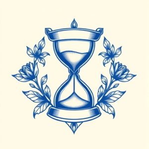 Blue Ink Hourglass Tattoo