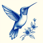 Blue Ink Hummingbird Tattoo