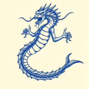 Blue Ink Hydra Tattoo