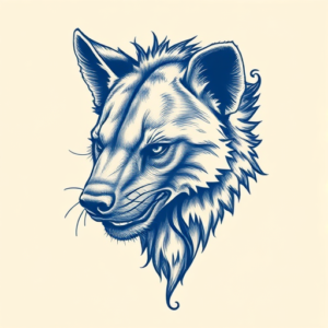 Blue Ink Hyena Tattoo