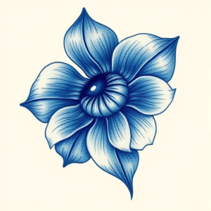 Blue Ink Iris Tattoo