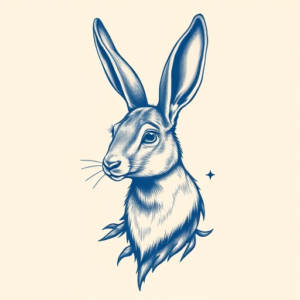 Blue Ink Jackalope Tattoo