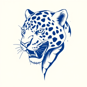 Blue Ink Jaguar Tattoo