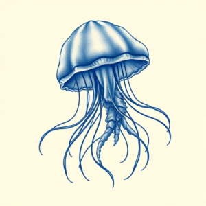 Blue Ink Jellyfish Tattoo