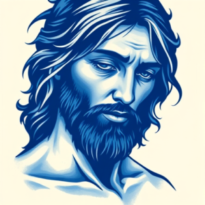 Blue Ink Jesus Tattoo