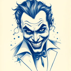 Blue Ink Joker Tattoo