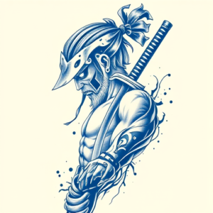Blue Ink Katana Tattoo