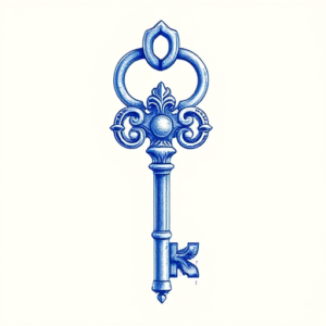 Blue Ink Key Tattoo